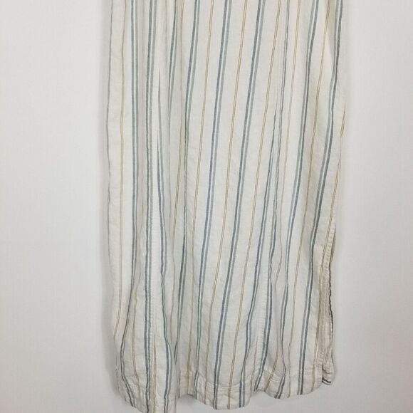 Madewell Women Linen-Cotton Princess-Seamed Midi Dress Sz M Stripe Boho Vacation - Picture 3 of 8